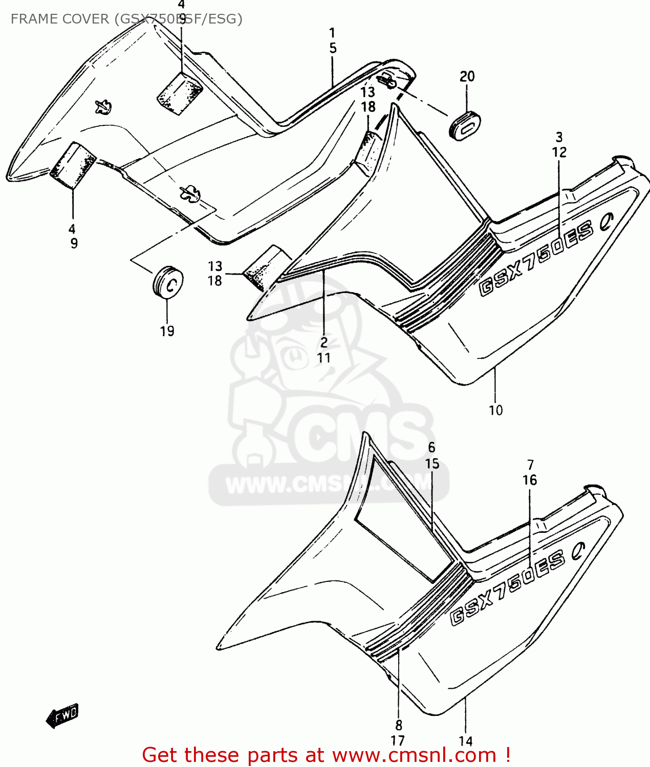 FRAME COVER (GSX750ESF/ESG) GSX750E 1985 (F) (E01 E02 E21 E24)