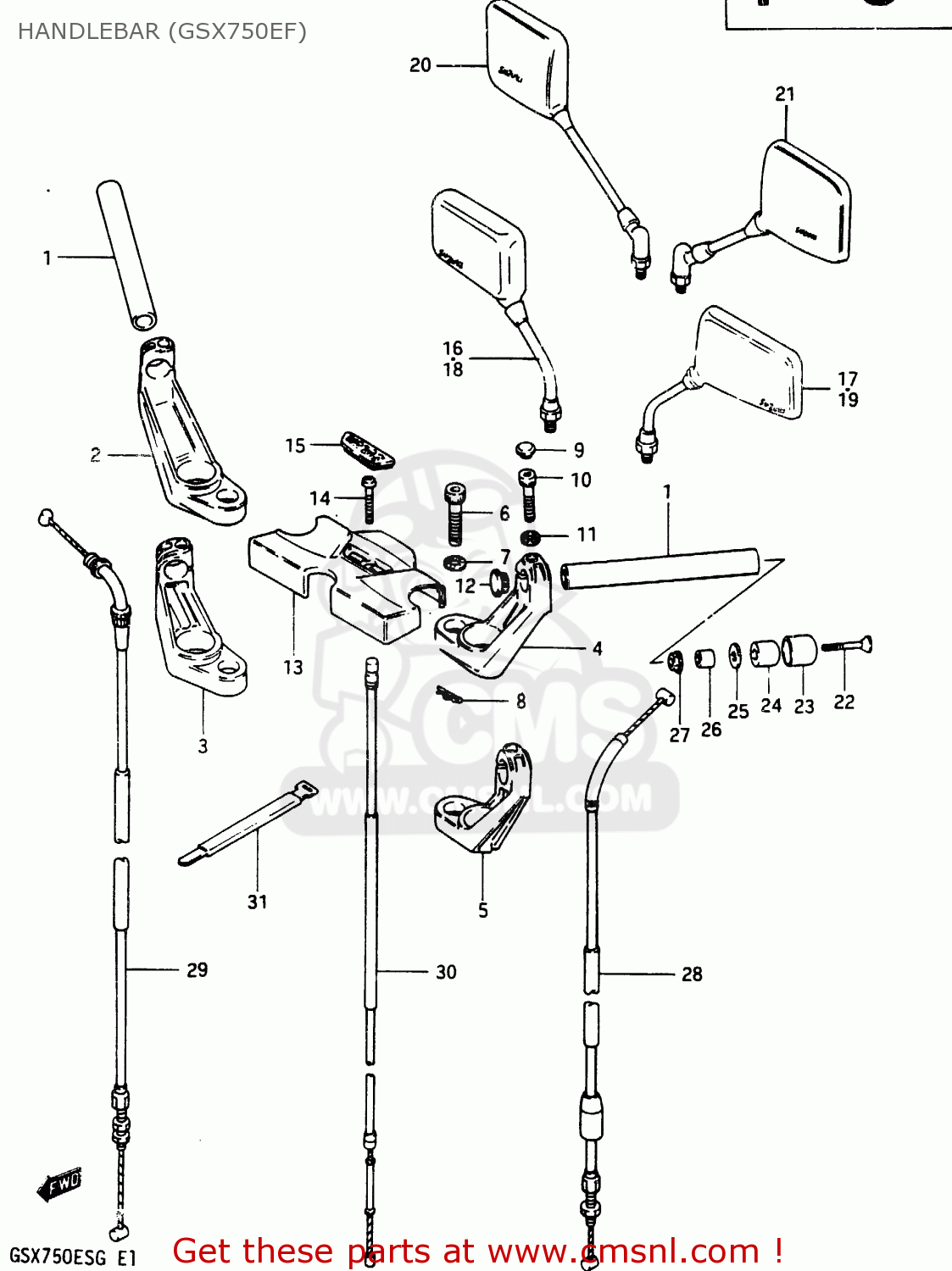 HANDLEBAR (GSX750EF) GSX750E 1985 (F) (E01 E02 E21 E24)