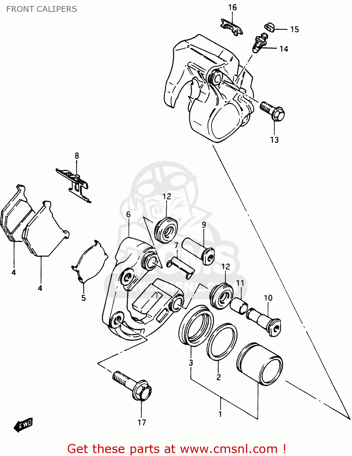 FRONT CALIPERS GSX750E 1985 (F) (E01 E02 E21 E24)