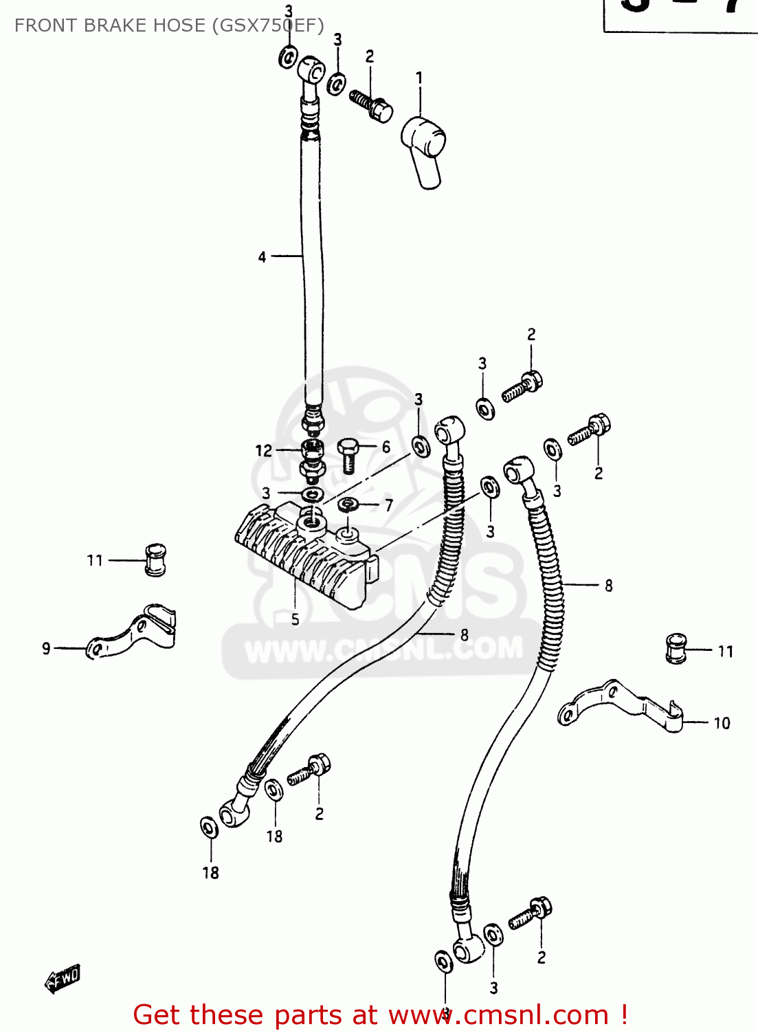 FRONT BRAKE HOSE (GSX750EF) GSX750E 1985 (F) (E01 E02 E21 E24)