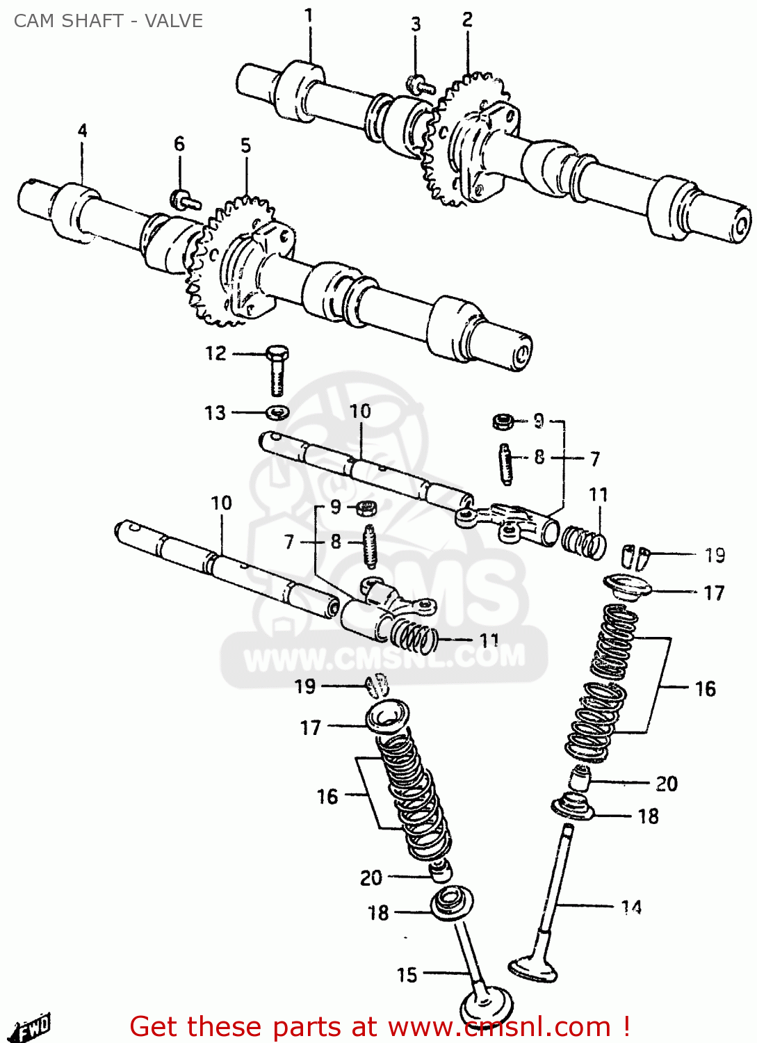 CAM SHAFT - VALVE GSX750E 1985 (F) (E01 E02 E21 E24)