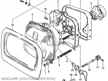 HEADLAMP (GSX750ESF/EFF/ESG) - GSX750E 1985 (F) (E01 E02 E21 E24)