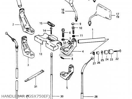HANDLEBAR (GSX750EF) - GSX750E 1985 (F) (E01 E02 E21 E24)