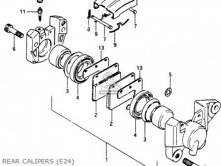 REAR CALIPERS (E24) - GSX750E 1985 (F) (E01 E02 E21 E24)