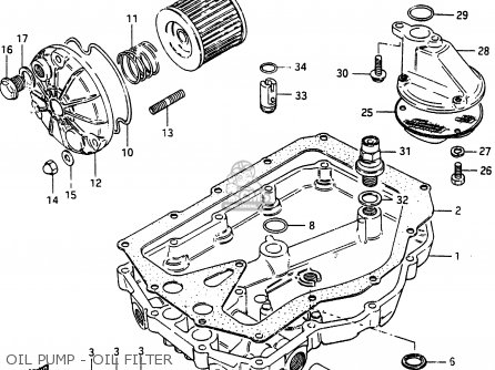 OIL PUMP - OIL FILTER - GSX750E 1985 (F) (E01 E02 E21 E24)