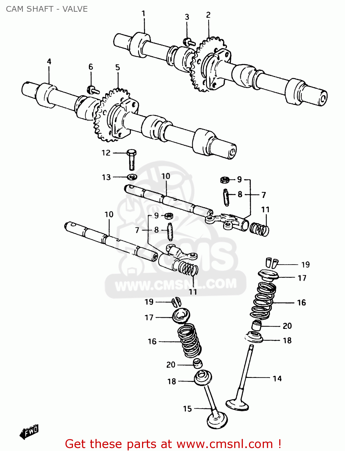 CAM SHAFT - VALVE GSX750EF 1984 (E) (E1 2 4 6 15 16 17 18 21 22 24 25 26 30 34 39)