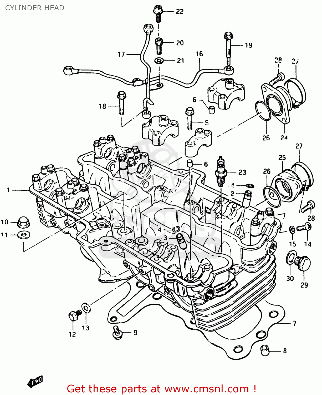CYLINDER HEAD GSX750EF 1984 (E) (E1 2 4 6 15 16 17 18 21 22 24 25 26 30 34 39)