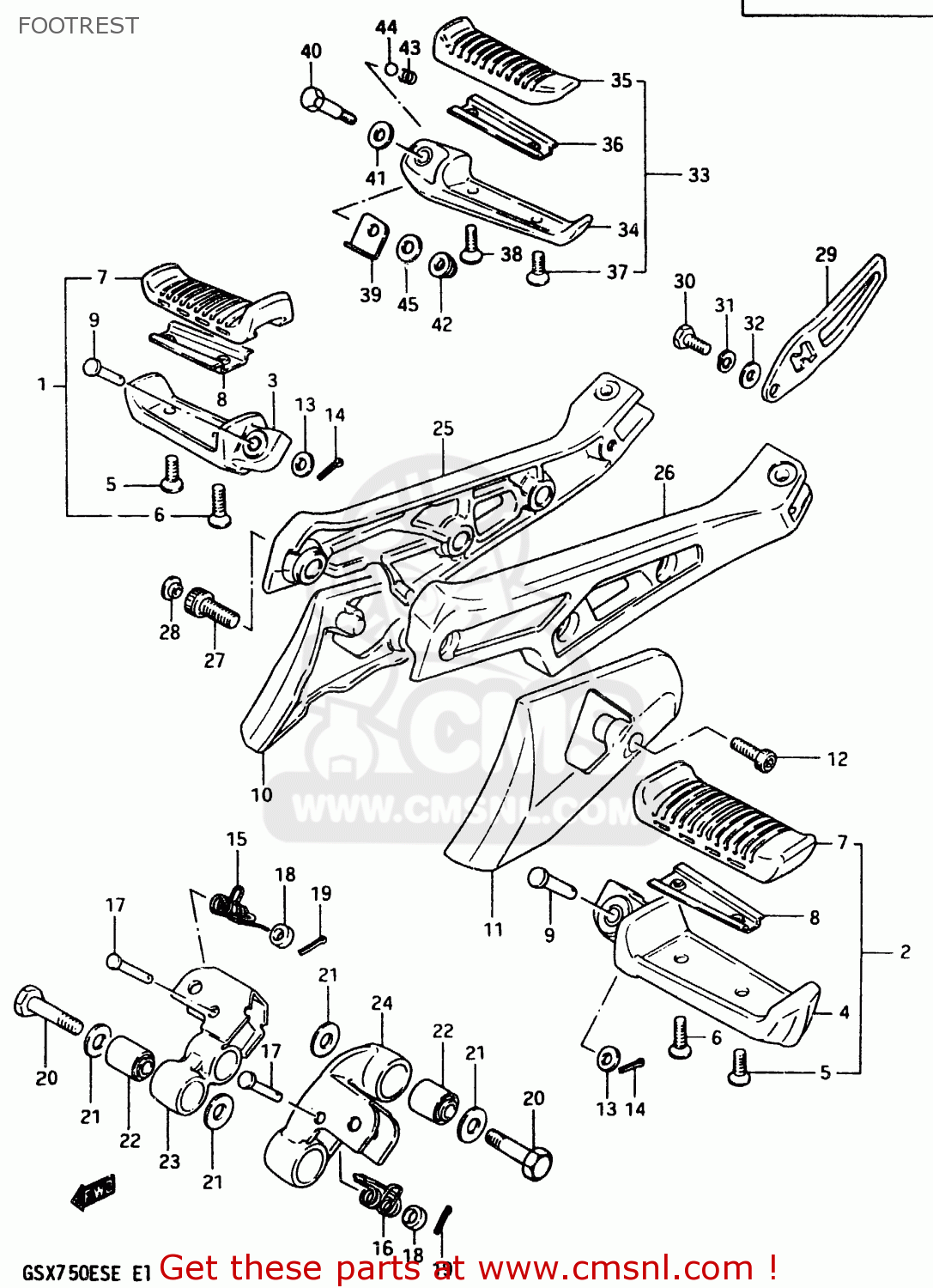 FOOTREST GSX750EF 1984 (E) (E1 2 4 6 15 16 17 18 21 22 24 25 26 30 34 39)