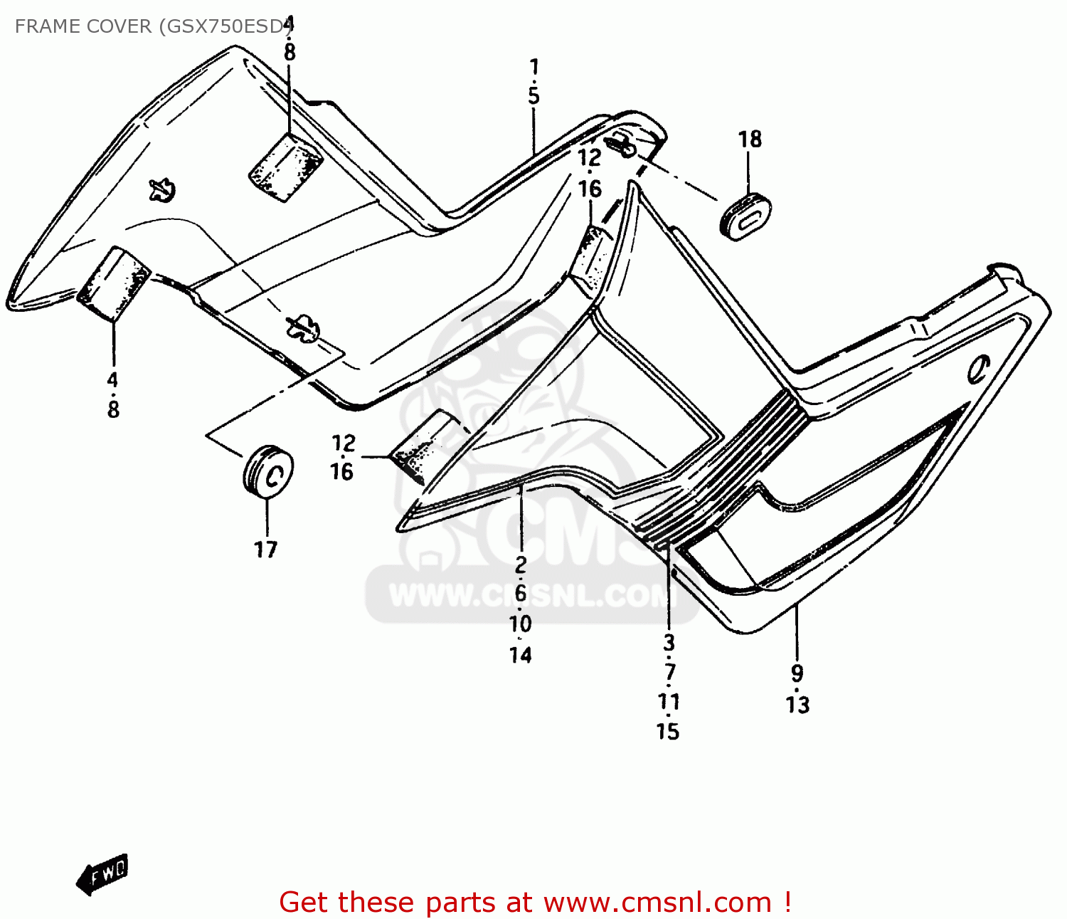 FRAME COVER (GSX750ESD) GSX750EF 1984 (E) (E1 2 4 6 15 16 17 18 21 22 24 25 26 30 34 39)