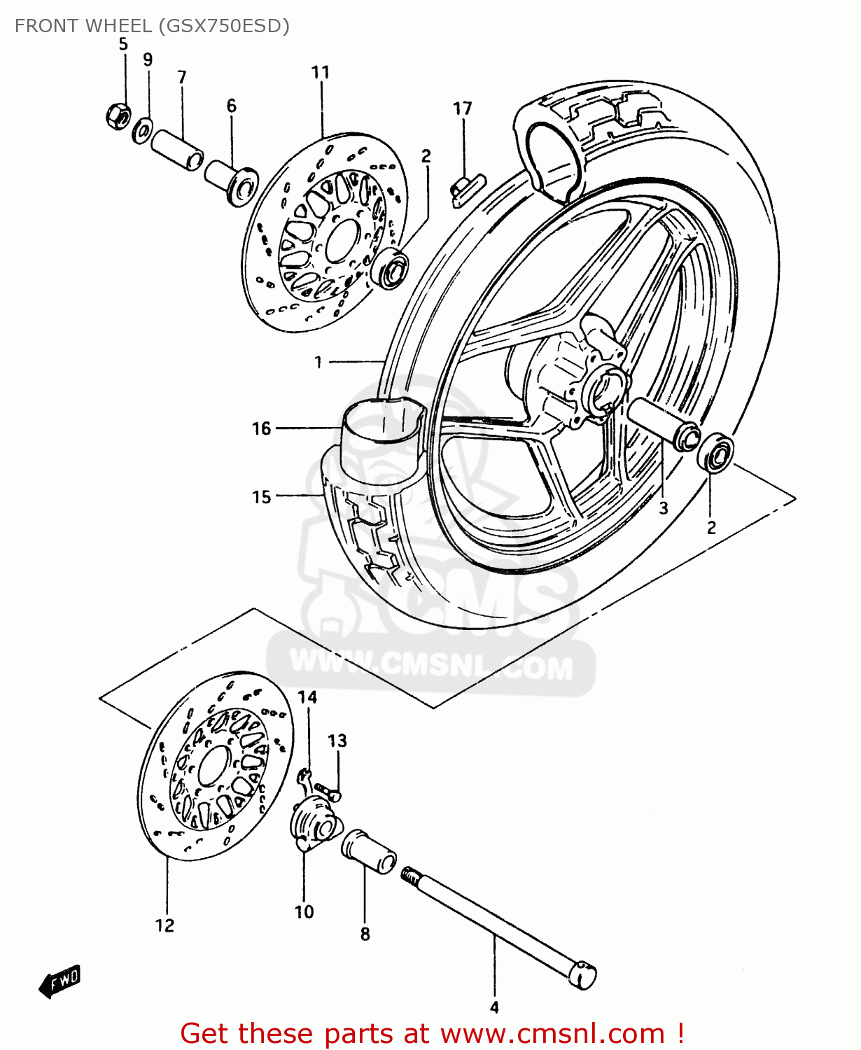 FRONT WHEEL (GSX750ESD) GSX750EF 1984 (E) (E1 2 4 6 15 16 17 18 21 22 24 25 26 30 34 39)