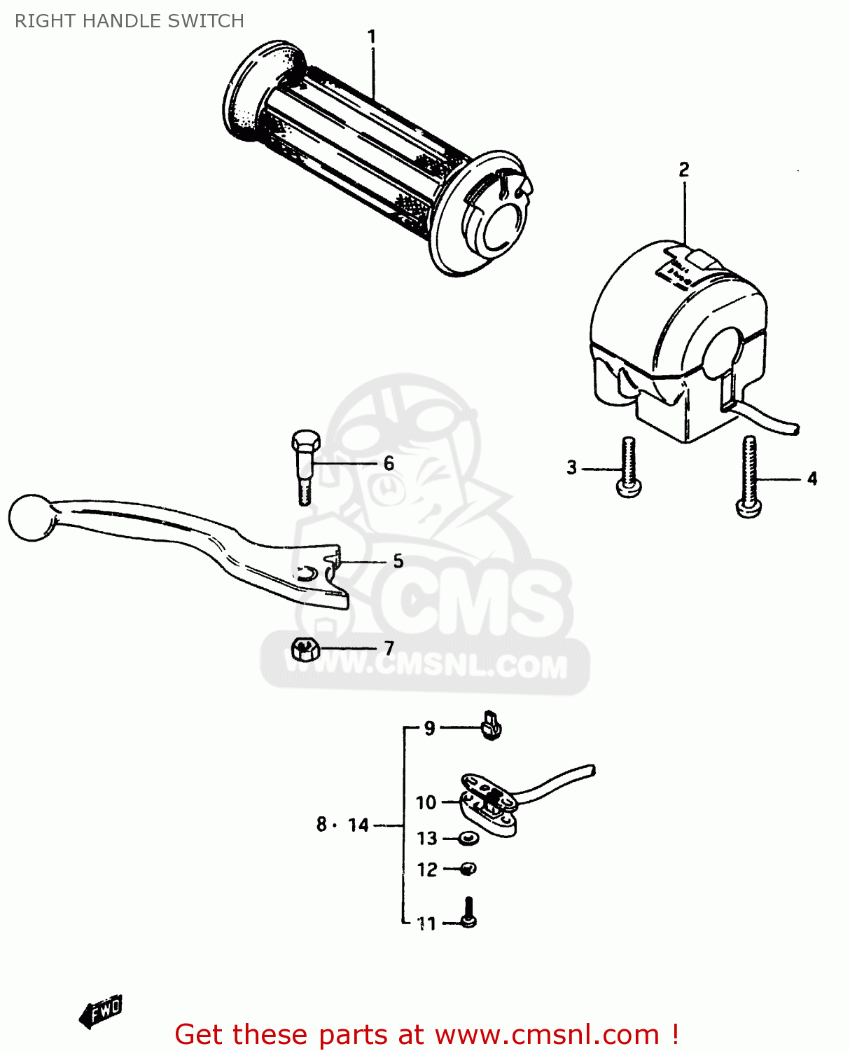 RIGHT HANDLE SWITCH GSX750EF 1984 (E) (E1 2 4 6 15 16 17 18 21 22 24 25 26 30 34 39)