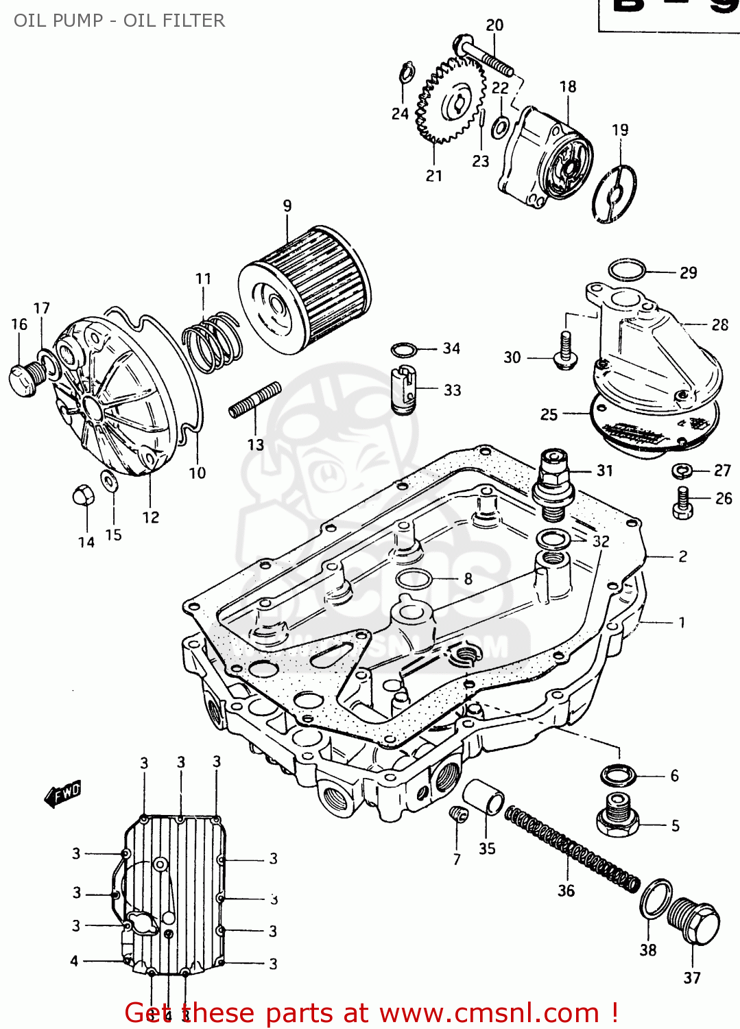 OIL PUMP - OIL FILTER GSX750EF 1984 (E) (E1 2 4 6 15 16 17 18 21 22 24 25 26 30 34 39)