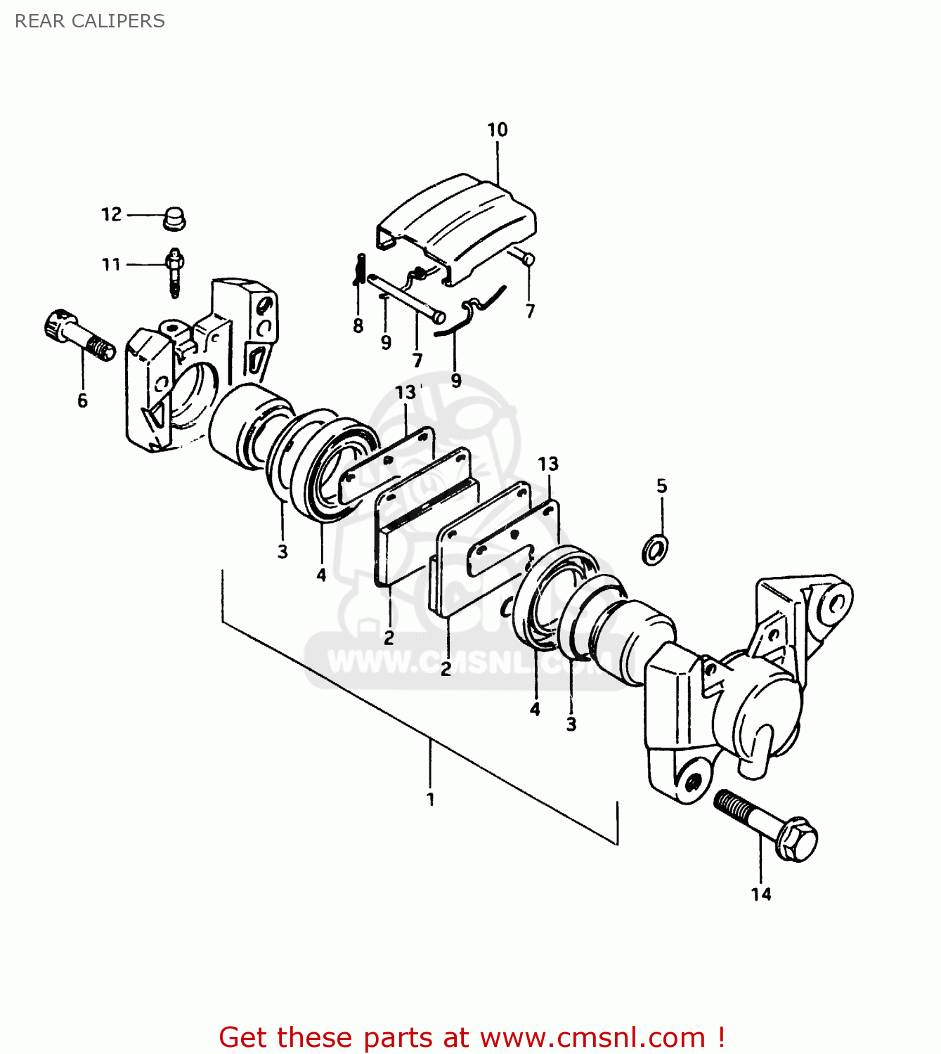 REAR CALIPERS GSX750EF 1984 (E) (E1 2 4 6 15 16 17 18 21 22 24 25 26 30 34 39)
