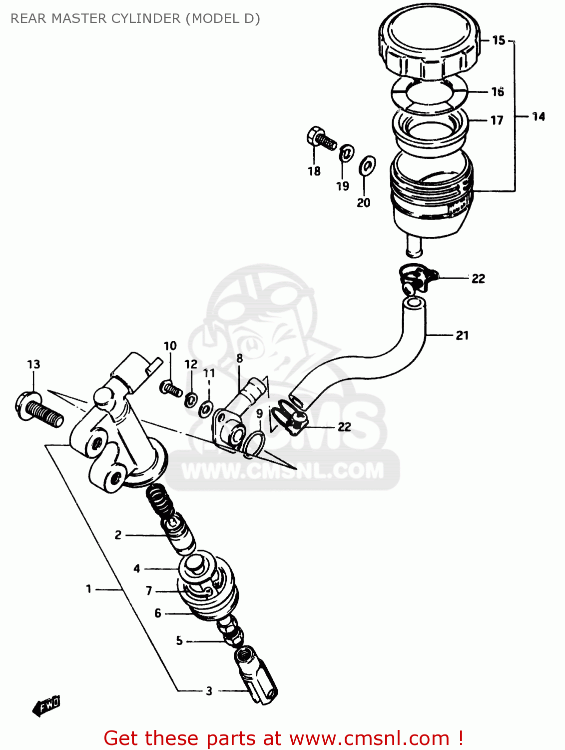 REAR MASTER CYLINDER (MODEL D) GSX750EF 1984 (E) (E1 2 4 6 15 16 17 18 21 22 24 25 26 30 34 39)