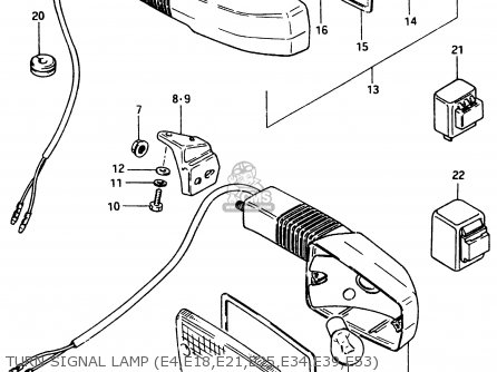 TURN SIGNAL LAMP (E4,E18,E21,E25,E34,E39,E53) - GSX750EF 1984 (E) (E1 2 4 6 15 16 17 18 21 22 24 25 26 30 34 39)