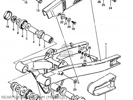 REAR SWINGING ARM (MODEL E) - GSX750EF 1984 (E) (E1 2 4 6 15 16 17 18 21 22 24 25 26 30 34 39)