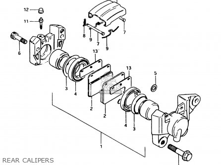 REAR CALIPERS - GSX750EF 1984 (E) (E1 2 4 6 15 16 17 18 21 22 24 25 26 30 34 39)