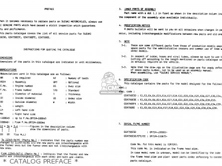 * CATALOG PREFACE * - GSX750EF 1984 (E) (E1 2 4 6 15 16 17 18 21 22 24 25 26 30 34 39)