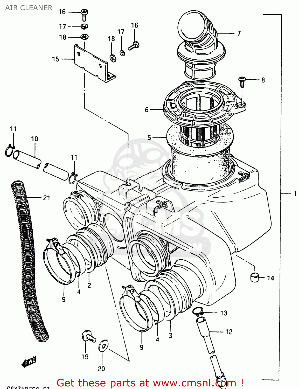 AIR CLEANER GSX750EF 1985 (F) (E01 E02 E04 06 15 16 17 18 21 22 24 25 34 39)