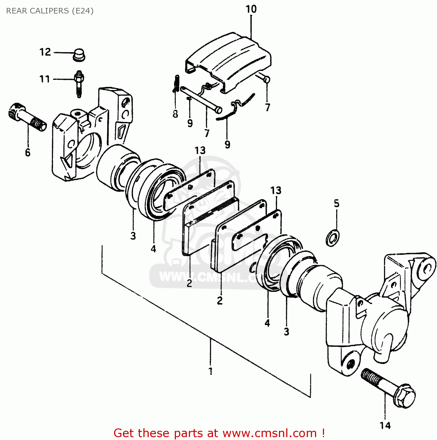 REAR CALIPERS (E24) GSX750EF 1985 (F) (E01 E02 E04 06 15 16 17 18 21 22 24 25 34 39)