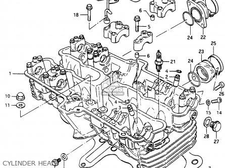 CYLINDER HEAD - GSX750EF 1985 (F) (E01 E02 E04 06 15 16 17 18 21 22 24 25 34 39)