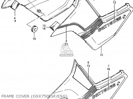 FRAME COVER (GSX750ESF/ESG) - GSX750EF 1985 (F) (E01 E02 E04 06 15 16 17 18 21 22 24 25 34 39)