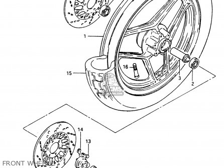 FRONT WHEEL - GSX750EF 1985 (F) (E01 E02 E04 06 15 16 17 18 21 22 24 25 34 39)