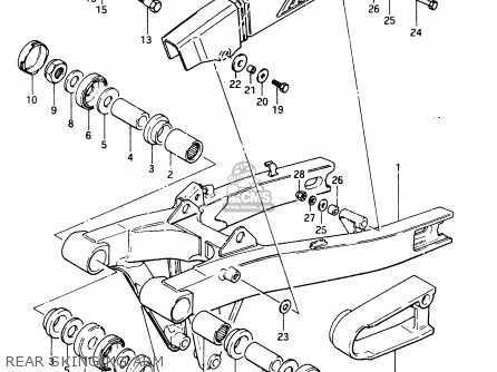 REAR SKINGING ARM - GSX750EF 1985 (F) (E01 E02 E04 06 15 16 17 18 21 22 24 25 34 39)