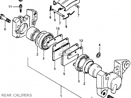 REAR CALIPERS - GSX750EF 1985 (F) (E01 E02 E04 06 15 16 17 18 21 22 24 25 34 39)