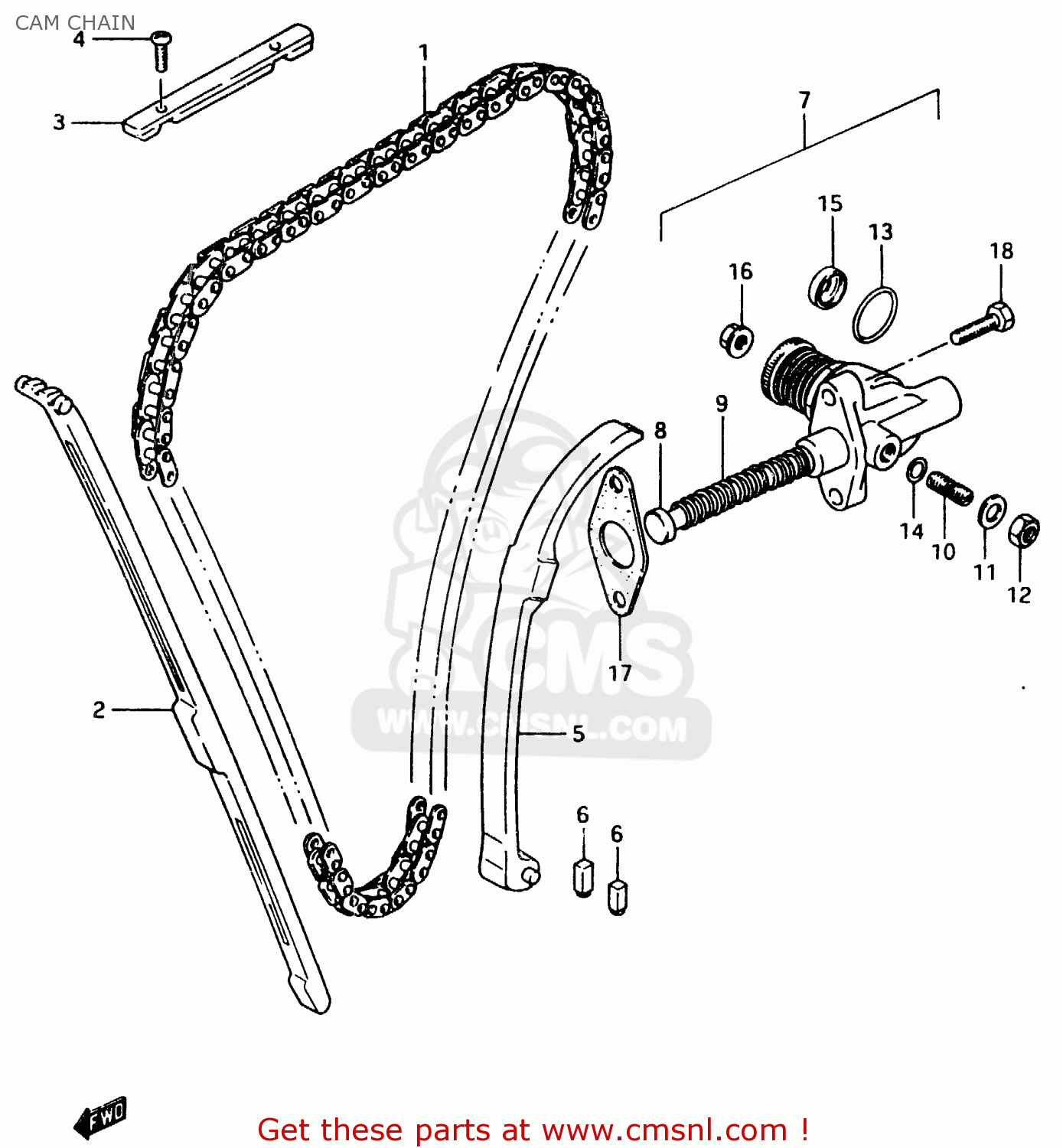 CAM CHAIN GSX750ES 1983 (D) 1 2 4 6 15 16 17 18 21 22 24 25 26 27 30 34 39