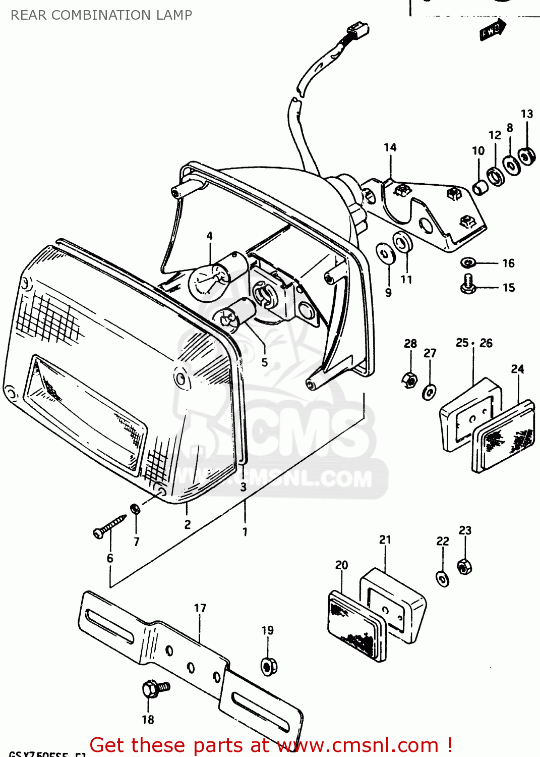 REAR COMBINATION LAMP GSX750ES 1983 (D) 1 2 4 6 15 16 17 18 21 22 24 25 26 27 30 34 39