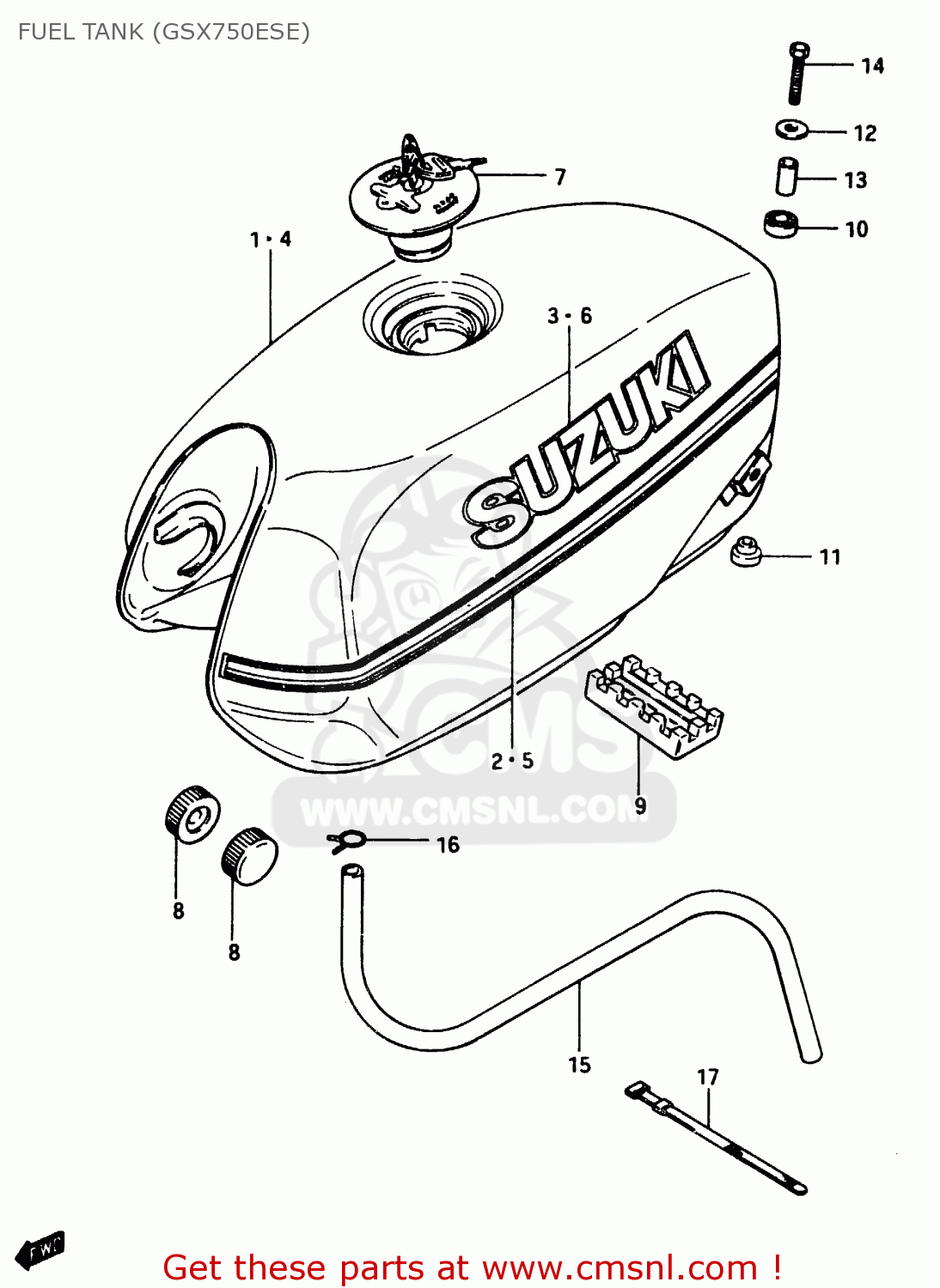 FUEL TANK (GSX750ESE) GSX750ES 1983 (D) 1 2 4 6 15 16 17 18 21 22 24 25 26 27 30 34 39