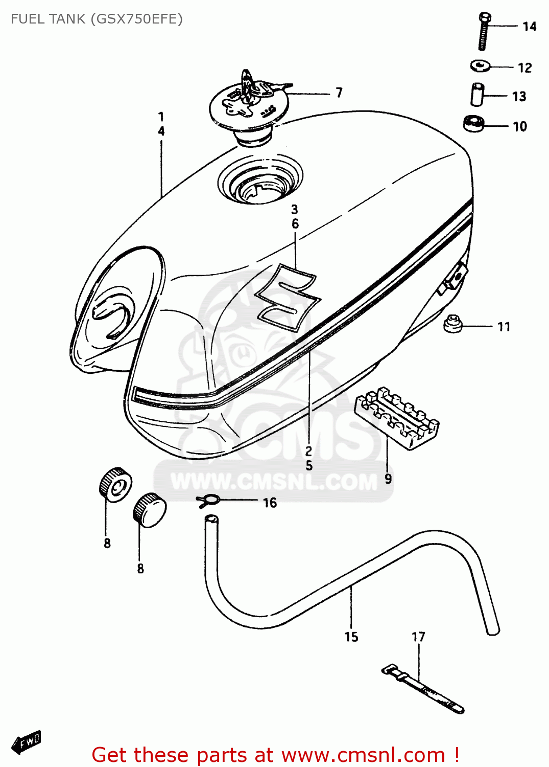 FUEL TANK (GSX750EFE) GSX750ES 1983 (D) 1 2 4 6 15 16 17 18 21 22 24 25 26 27 30 34 39