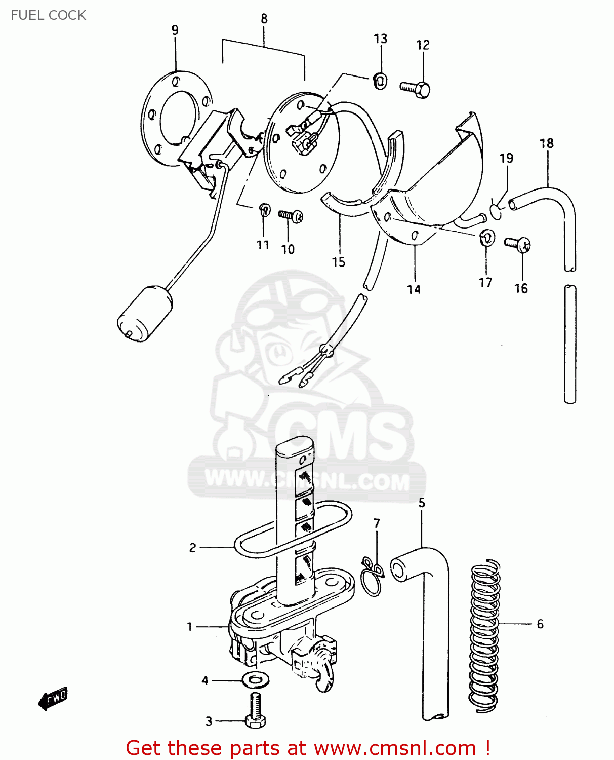 FUEL COCK GSX750ES 1983 (D) 1 2 4 6 15 16 17 18 21 22 24 25 26 27 30 34 39