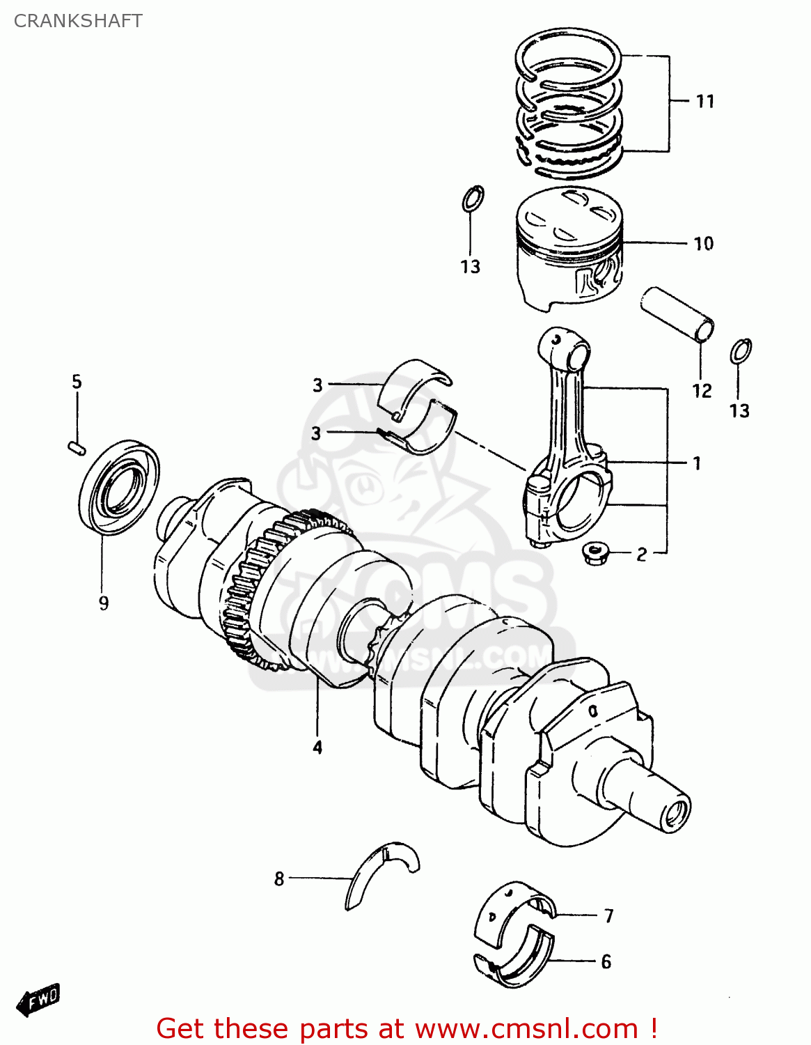 CRANKSHAFT GSX750ES 1983 (D) 1 2 4 6 15 16 17 18 21 22 24 25 26 27 30 34 39