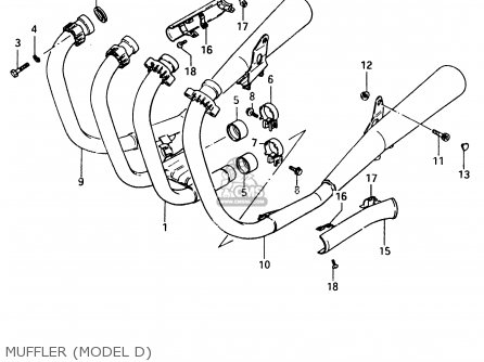 MUFFLER (MODEL D) - GSX750ES 1983 (D) 1 2 4 6 15 16 17 18 21 22 24 25 26 27 30 34 39