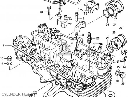 CYLINDER HEAD - GSX750ES 1983 (D) 1 2 4 6 15 16 17 18 21 22 24 25 26 27 30 34 39