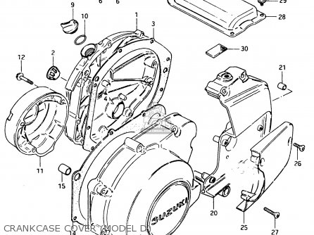 CRANKCASE COVER (MODEL D) - GSX750ES 1983 (D) 1 2 4 6 15 16 17 18 21 22 24 25 26 27 30 34 39