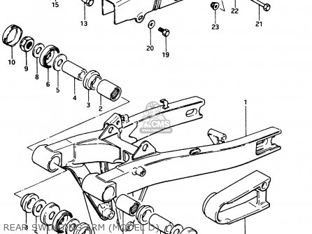 REAR SWINGING ARM (MODEL D) - GSX750ES 1983 (D) 1 2 4 6 15 16 17 18 21 22 24 25 26 27 30 34 39