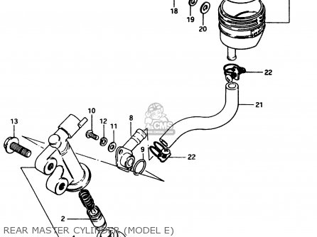 REAR MASTER CYLINDER (MODEL E) - GSX750ES 1983 (D) 1 2 4 6 15 16 17 18 21 22 24 25 26 27 30 34 39