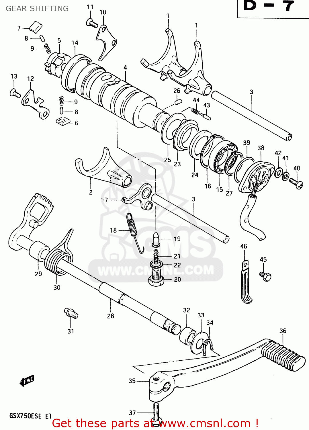 GEAR SHIFTING GSX750ES 1984 (E) (E01 E02 4 6 15 16 17 18 21 22 24 25 34 39 53)
