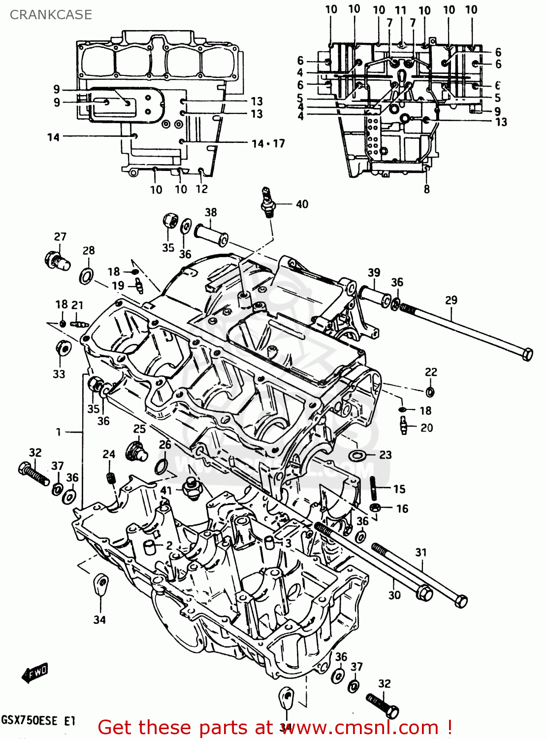 CRANKCASE GSX750ES 1984 (E) (E01 E02 4 6 15 16 17 18 21 22 24 25 34 39 53)