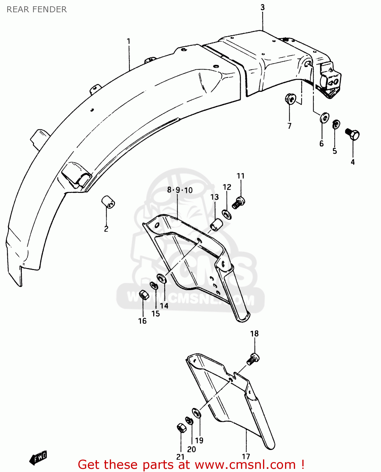 REAR FENDER GSX750ES 1984 (E) (E01 E02 4 6 15 16 17 18 21 22 24 25 34 39 53)