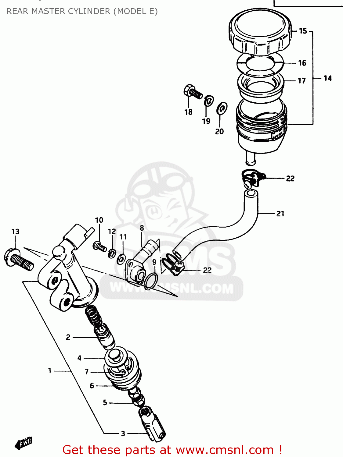 REAR MASTER CYLINDER (MODEL E) GSX750ES 1984 (E) (E01 E02 4 6 15 16 17 18 21 22 24 25 34 39 53)