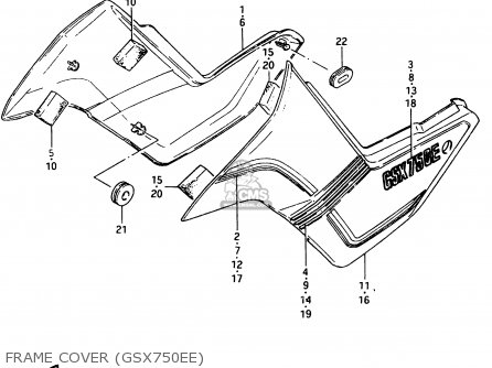 FRAME COVER (GSX750EE) - GSX750ES 1984 (E) (E01 E02 4 6 15 16 17 18 21 22 24 25 34 39 53)
