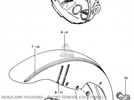 HEADLAMP HOUSING - FRONT FENDER (GSX750EE) - GSX750ES 1984 (E) (E01 E02 4 6 15 16 17 18 21 22 24 25 34 39 53)
