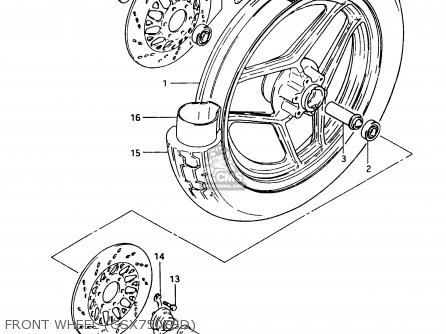 FRONT WHEEL (GSX750ESD) - GSX750ES 1984 (E) (E01 E02 4 6 15 16 17 18 21 22 24 25 34 39 53)