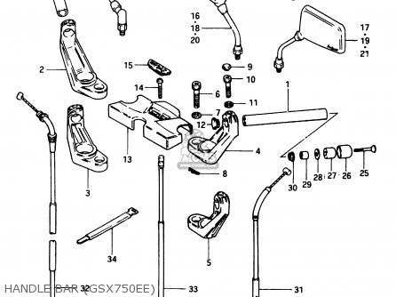HANDLE BAR (GSX750EE) - GSX750ES 1984 (E) (E01 E02 4 6 15 16 17 18 21 22 24 25 34 39 53)