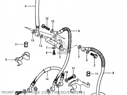 FRONT BRAKE HOSE (GSX750ESD/ESE/EFE) - GSX750ES 1984 (E) (E01 E02 4 6 15 16 17 18 21 22 24 25 34 39 53)