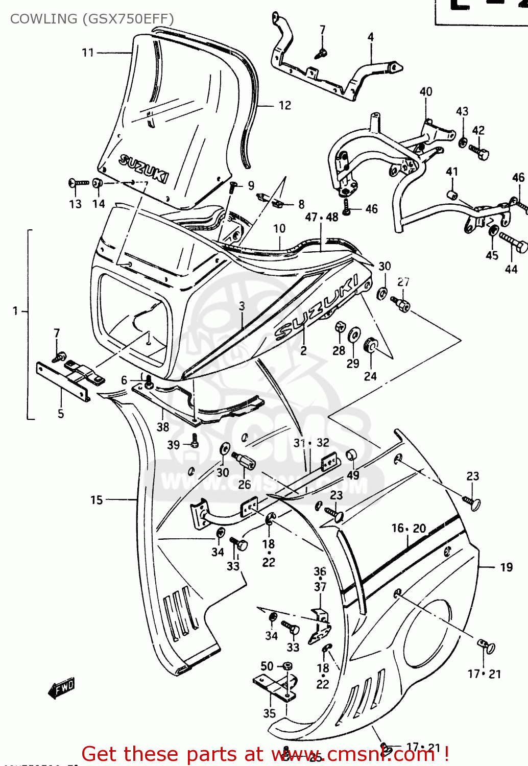 COWLING (GSX750EFF) GSX750ES 1985 (F) (E01 E2 E4 E6 E15 E16 17 22 24 25 26 34 39 53)